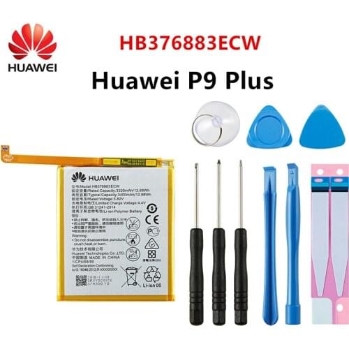 100% Orginal Huawei HB376883ECW 3400mAh Battery For HUAWEI P9 Plus Mobile Phone Batteries+Tools