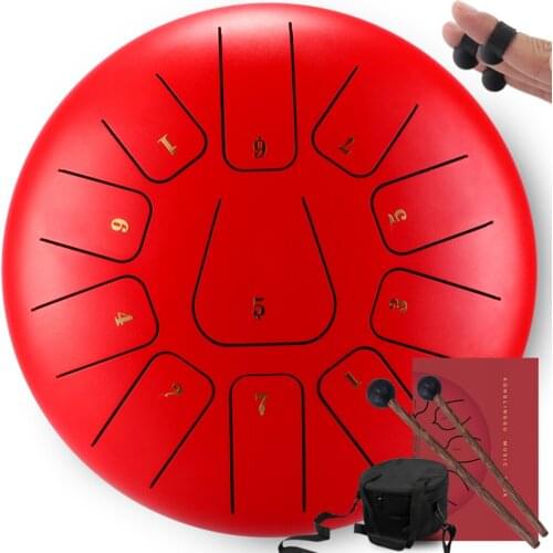 12 Inch 11-Tone Hand Pan Steel Tongue Drum C Key Handpan Hangdrum with Drum Mallets Carry Bag Percussion Instrument