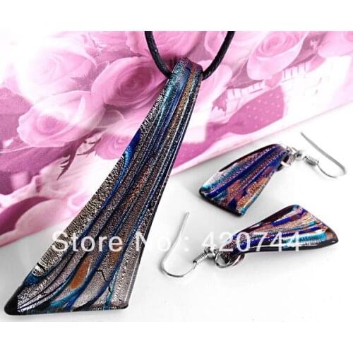 12 Sets/Lot Set Black Lampwork Glass Murano Bead Necklace Earrings FASHION