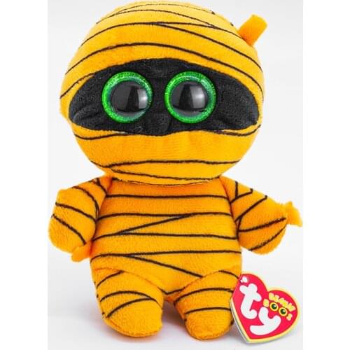 15 CM Ty Beanie Big Eyes Orange White Mummy Plush Toy Kids Plush Toy Stuffed Ghost Doll Boys and Girls Christmas Halloween Gift