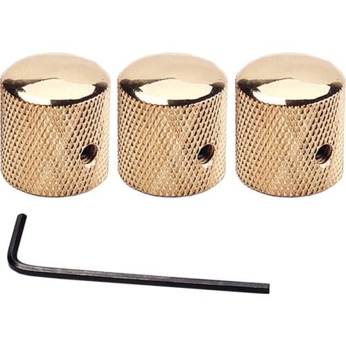 3 Pcs Professional Golden Metal Guitar Tone Volume Knob with Hole Guitar Parts