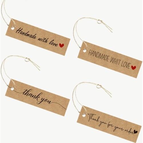 50PCS/Pack Rectangle Kraft Paper Tags "Thank You " DIY Labels for Package Tag Gift Business Handmade wedding party Decor