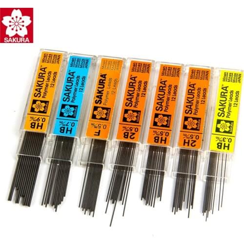 SAKURA Mechanical Pencil Refill Automatic Pencils Graphite Lead Replace Lead 2B/2H/B/HB 0.3/0.5/0.7/0.9mm Student Stationery