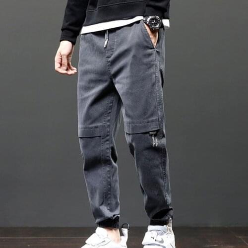 Cargo Pants Mens Spring Autumn Leisure Pants Korean Style Elasticity Loose Casual Pants Army Green Khaki Long Trousers Y60