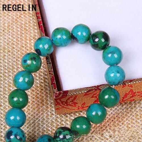 REGELIN Natural Stone Beads 4/6/8/10/12/14mm Round Green Blue Phoenix Stone Bead Loose Beads DIY Fashion Jewelry Finding