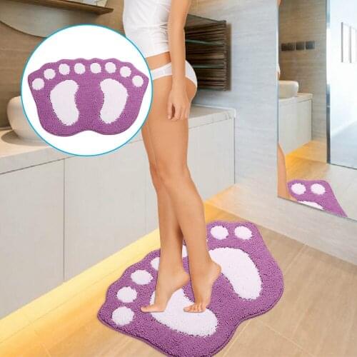Bibulous Floor Mat Shaggy Carpet Bedroom Bathroom Floor Door Mat Big Feet Pattern Absorbent Anti-slip Mat 40*60cm