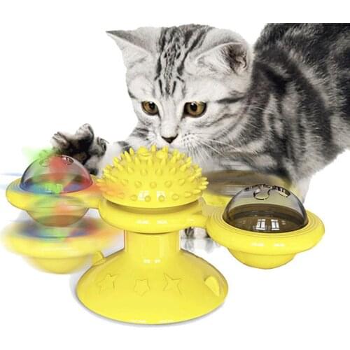 Automatic Spin Toy Scratch Molar Clean Teeth Cat Kitten Windmill Catnip Suspension Wall Funny Play Entertainment Gyro Rotating