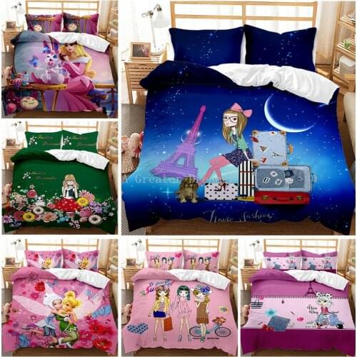 3D Flower Comfort Bedding Set Girls Duvet Quilt Cover Spirit Pink Bedspread Bedclothes Queen/King/Twin For Kids