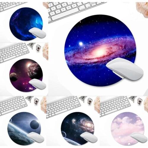 Universe Starry Sky Beautiful Anime Mouse Mat Game Office Work Round Mouse Mat pad Non-slip Laptop Cushion