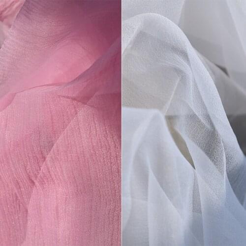 Lace76 Solid White/Black/Pink Bubble Texture Organza Fold Yarn Lace Mesh Fabric For Wedding Dress DIY Designers Clothing Fabric