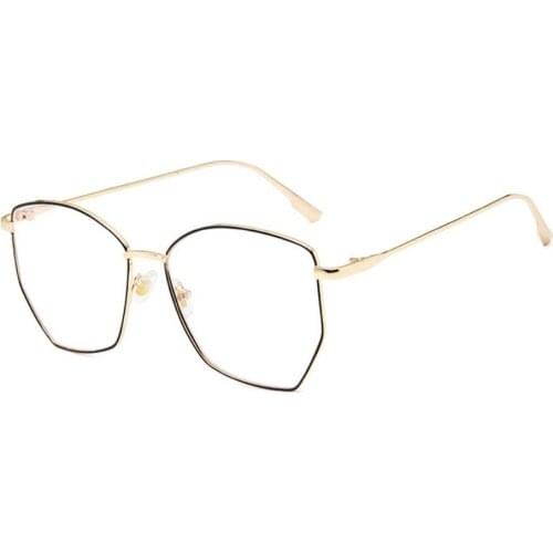 Fashion Hexagon Eyeglasses Metal Frame Men Women Polygon Optical Glasses Female Clear Eyewear Frames