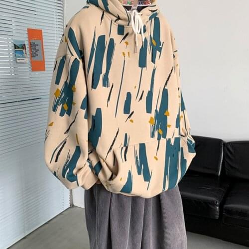 Casual hoodies womens over size tie-dye loose long-sleeved clothes Korean punk style spring autumn hooded sweatshirts women top