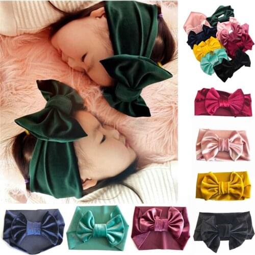 Soft Baby/ Girls Kids Toddler Bow Hairband Headband Turban Big Knot Head-Wrap Peluche Headwear Accessories