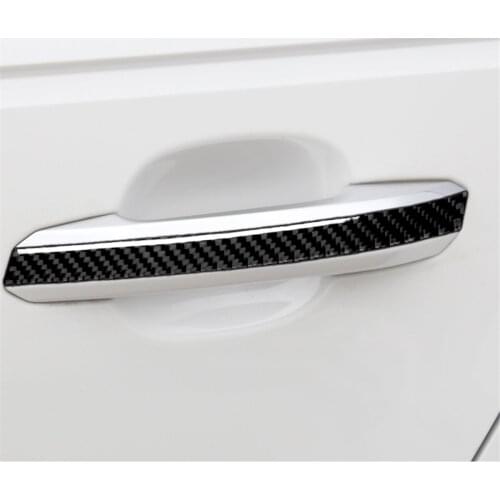 Carbon Fiber Outer Door Handle Decorative Cover Trim Sticker for Audi A4 B9 2017-2019 Car Accessories Exterior Decoration