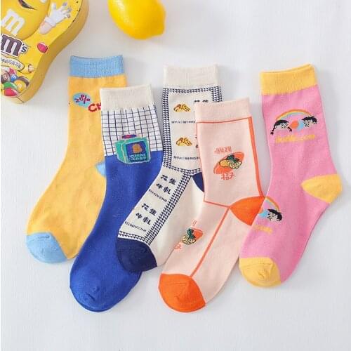 Socks Women new Japanese cartoon peanut milk ladies middle tube socks wholesale sports casual sweat-absorbent student socks