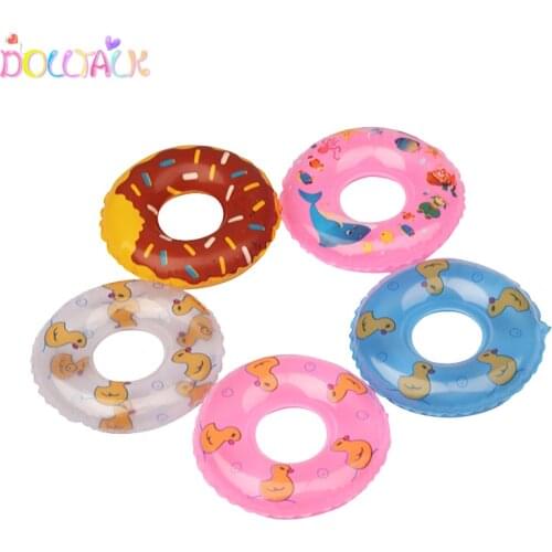 Cheap New Arriveal Cute Doll Accessories Yellow Duck Animal Swimming Ring Beach lifebuoy For Dolls 4 Colors Camera Dolls Toy