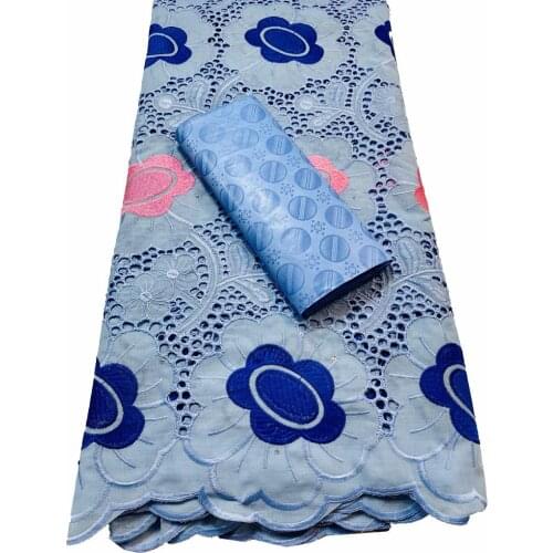 Latest Design 2.5yards VKM038 Senegal Bazin Fabric with 2.5yard Soft Swiss Lace for Femme Robe Guinea New Bazin Riche Fabric