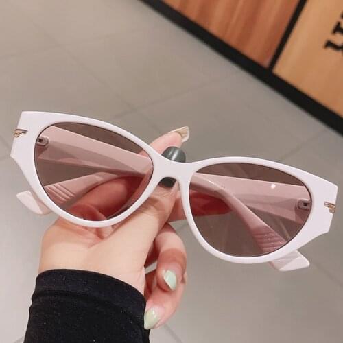 New Fashion Vintage Round Cat Eye Sunglasses For Women Luxury Brand Beige Black Gradient Sexy Sun Glasses Female Elegant Shades