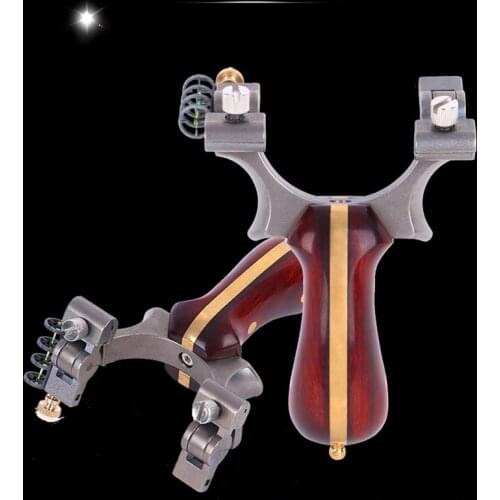 Outdoor Shooting Hunting Tool Catapult High precision Slingshot Material is titanium alloy+red sandal Wood/using Flat RubberBand