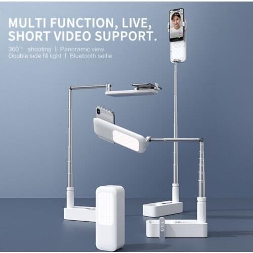 Live Video Fill Light Phone Stand Holder With Wireless Dimmable LED Portable Phone Holder Wireless LED Selfie Fill Light Lamp