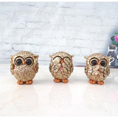 Resin Owl Statue Creative Garden Crafts Office Mini Desktop Decorative Sculpture Small Animal Home Decoration Drop Shipping
