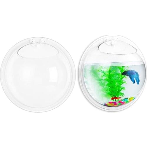Practical Wall Hanging Fish Bowl Mirror Round Acrylic Fish Plant Tanks and Aquariums Vase Pot for Garden, Home, Outdoor
