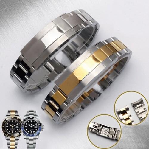 Watchbands Bracelet For Rolex SUBMARINER DAYTONA SUP GMT Stainless Steel Fine-Tuning Pull Button Clasp Strap Watch Band Chain