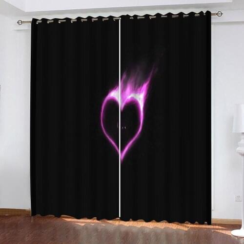 Customized size Luxury Blackout 3D Window Curtains black curtains heart curtain 3D Blackout Window Curtains For Living Room