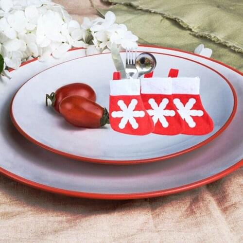 Christmas Tableware Cover 12Pcs Christmas Decorative Tableware Fork Set Christmas Hat Storage Tool Christmas Decoration Supplies