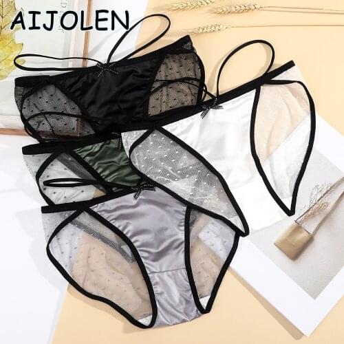 AIJOLEN Sexy Cute Underwear Mesh Print Underpants Transparent Woman‘s Lingerie Bow Creative Panties Comfortable Female Briefs
