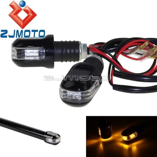 Motorcycle 7/8" Handlebar Turn Signals Handle Bar End Supermoto LED Turn Signal Light Blinkers Amber E-Marked For Harley Yamaha