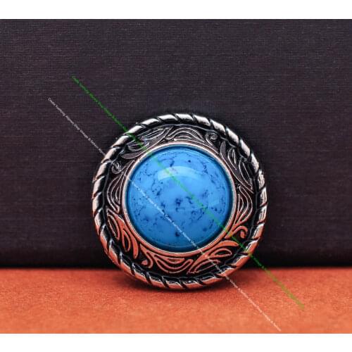 10X Vintage Southwest Turquoise Bead Floral Carved Concho Replacement for Belt Leathercraft Keychain Case Hardware Accessories