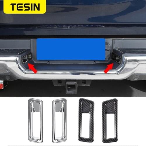 TESIN Car Tailgate Rear License Plate Light Lamp Decoration Cover Sticker For Dodge RAM 2018-2021 Exterior Parts Car Accessories