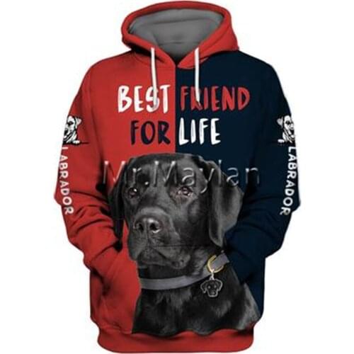 Personality Fashion Animal Labrador Retriever 3D Printed Graphic Hoodie Men/Women Zip Hooded Streetwear Oversized Sweatshirt 019