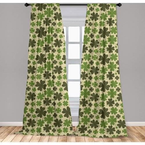 Shamrock Curtains St Patricks Day Holiday Clover Silhouettes with Vintage Effect Window Treatments for Living Room Bedroom