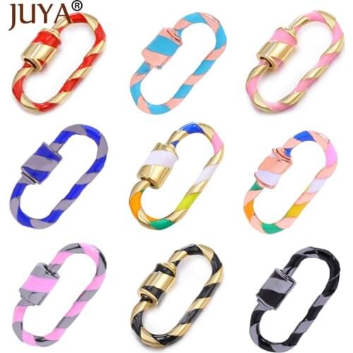JUYA 5pcs Trendy Enamel Carabiner Clasps Heart Lock Hook Spiral Clasps Hanging Chain Pendants for DIY Jewelry Making Accessories