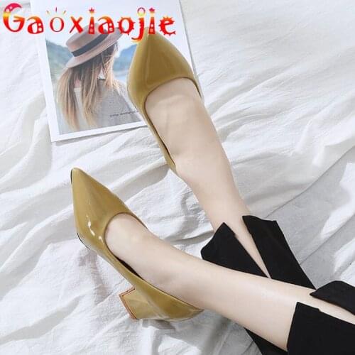 Gaoxiaojie 2021 Women Popular Pumps Fashion Pointed Toe Shallow Thick Stiletto Comfortable Everyday Office Party High Heel Shoes