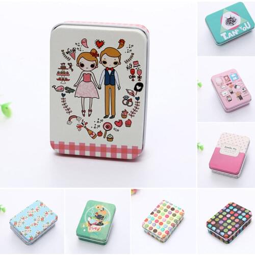 1PC New Cartoon Animal Unicorn Swab/Jewelry Storage Box Vintage Flower Rectangular Candy Tin Box With Lid
