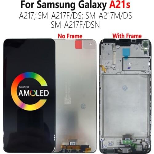 Super AMOLED A217 LCD For SAMSUNG Galaxy A21s SM-A217F/DS A217F/DSN Display Screen Touch Digitizer Module A217 LCD With Frame