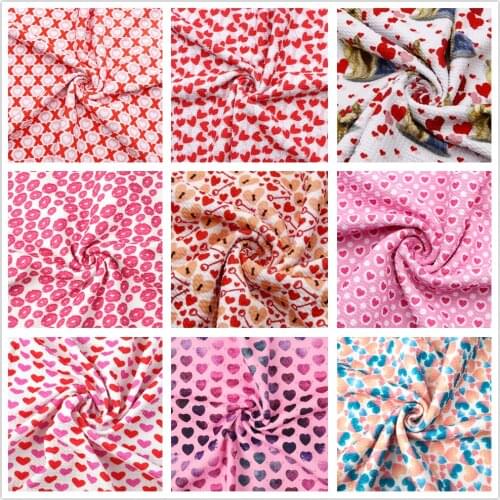 1/2yard Valentine Heart Love XOXO Printed Bullet Textured Liverpool 4 Way Stretch Spandex Knit Fabric For Baby HeadWrap