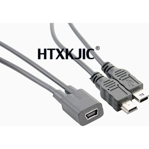 1pcs Mini USB 2.0 1 Female to 2x Mini USB Male Y Splitter Adapter Charger Cable Converter Cord 1ft