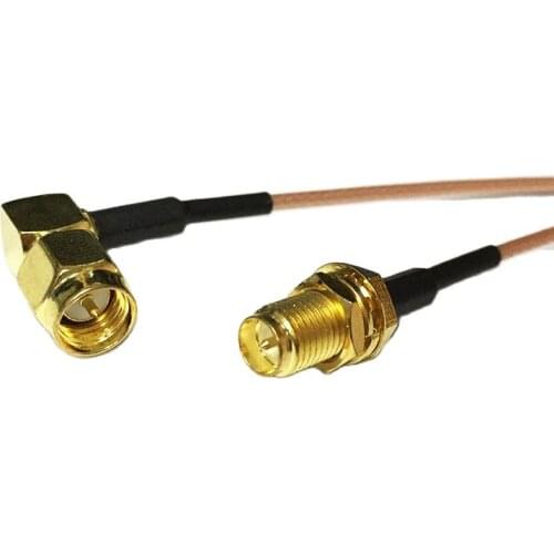 1PC New SMA Male Plug Right Angle Connector Switch RP-SMA Female Jack nut RG178 Cable 15CM6" Adapter Wholesale Fast Ship