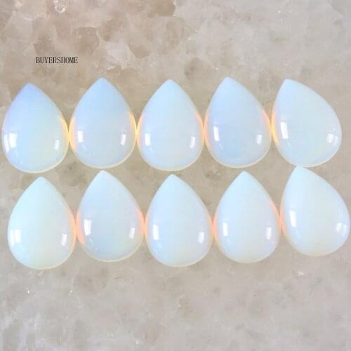 10Pcs 18x13MM Water Drop Natural Stone Beads White Opal CAB Cabochon For Making Necklace Earrings Bracelets K817