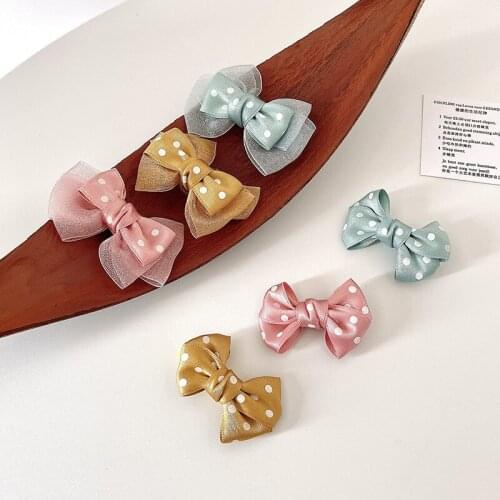 2 Pcs/Set Children Cute Colors Dot Lace Bow Ornament Hair Clips Baby Girls Lovely Sweet Barrettes Hairpins Kids Hair Accessories