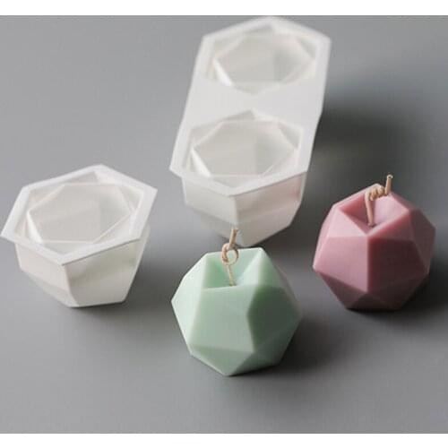 2 PCS Candle Silicone Mold Mini Soft Polyhedron Wax Mould Multifunctional Craft Baking Pan for Chocolate Aromatherapy ca