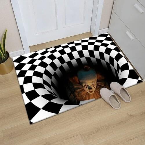 Halloween 3D Trap Visual Carpet Living Room Bedroom Floor Mat Sewer Manhole Cover Clown Horror Funny Decoration Home Party