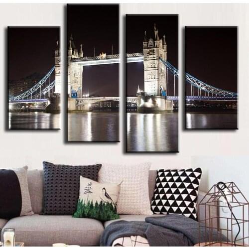 4 Pcs/Set Combined Paintings London Bridge Canvas Wall Art Picture Modern Wall Painting Wall Art Top Home Decoration Unframed