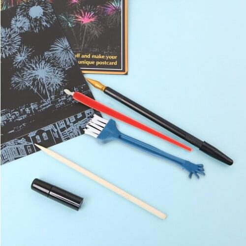 5Pcs Painting Drawing Scratch Arts Set Stick Scraper Pen Tools Creative DIY Necessaries Products New E56C