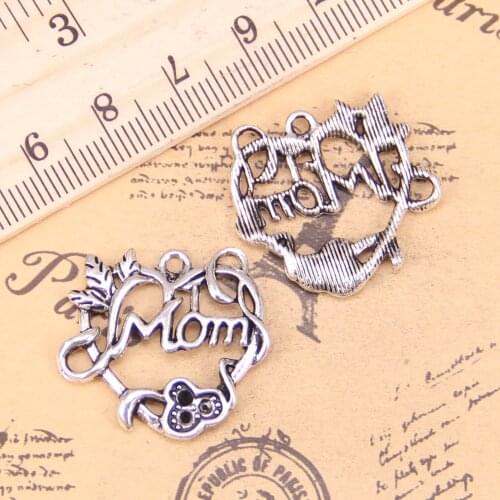 10pcs Charms heart mom 26x24mm Antique Pendants,Vintage Tibetan Silver Jewelry,DIY for bracelet necklace