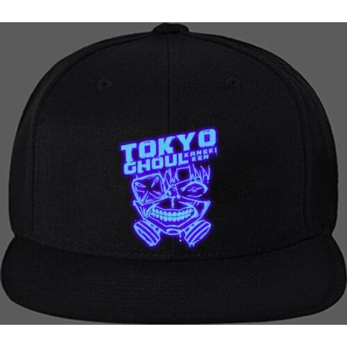 Anime Tokyo Ghoul Cosplay Costumes Hat Hip-hop Cap Unisex Luminous Adjustable Snapback Baseball Cap Black Cotton